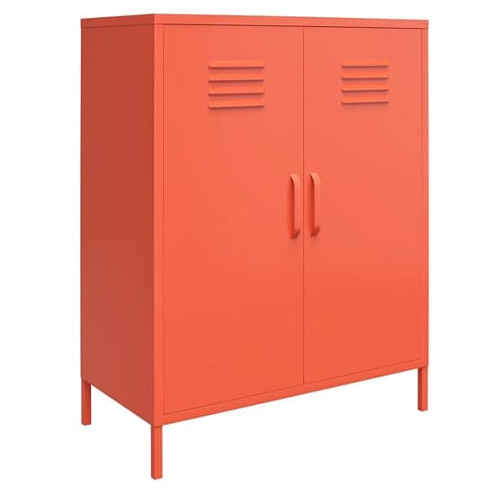 Caches Metal Locker Storage Cabinet With 2 Doors In Orange_3