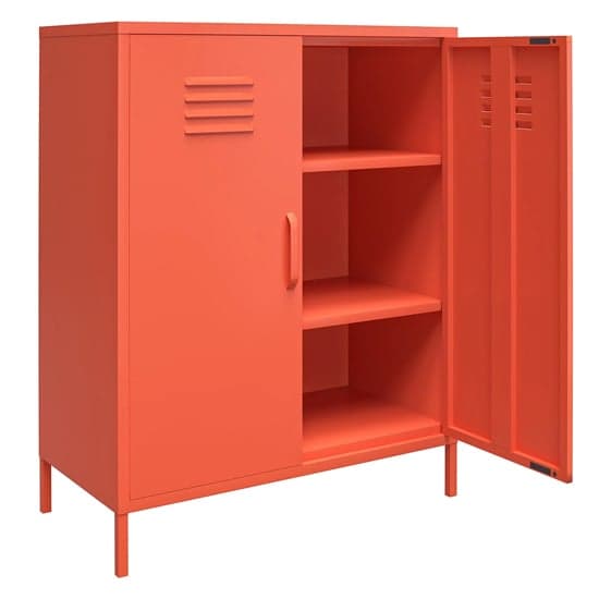 Caches Metal Locker Storage Cabinet With 2 Doors In Orange_4