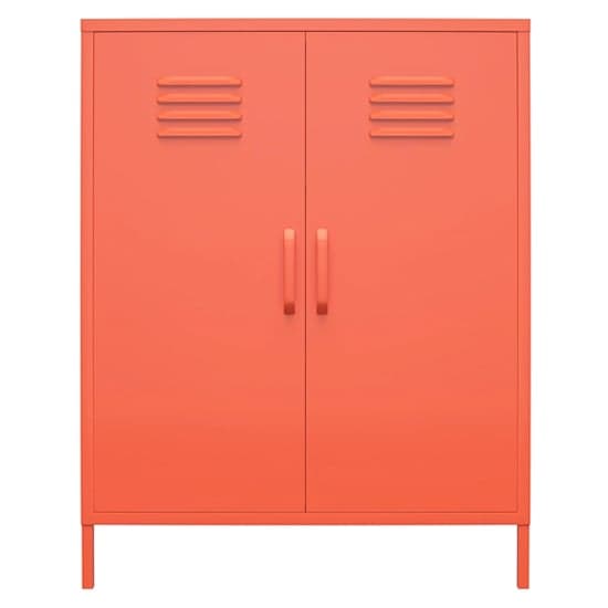 Caches Metal Locker Storage Cabinet With 2 Doors In Orange_5