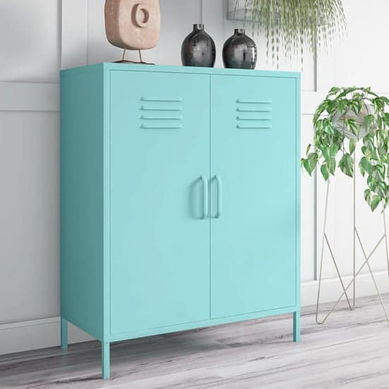 Caches Metal Locker Storage Cabinet With 2 Doors In Spearmint_1