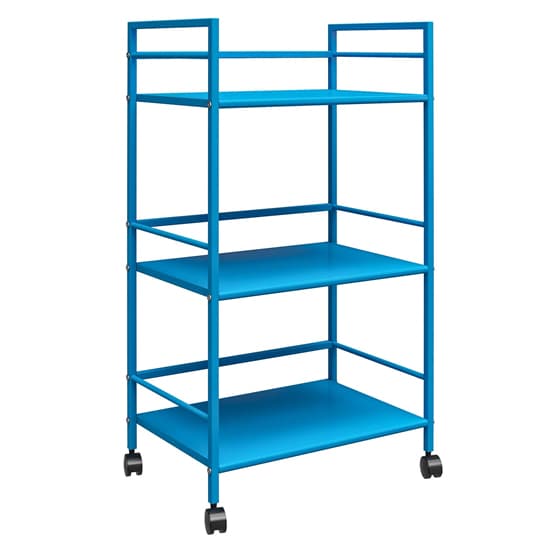 Caches Metal Rolling Drinks Trolley With 3 Shelves In Blue_2