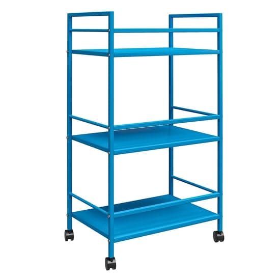 Caches Metal Rolling Drinks Trolley With 3 Shelves In Blue_4