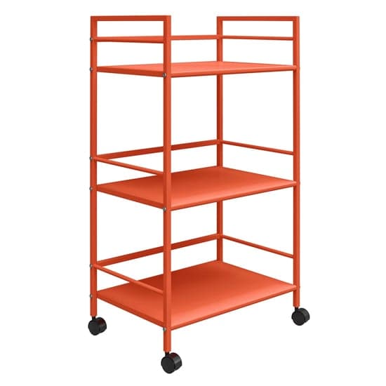 Caches Metal Rolling Drinks Trolley With 3 Shelves In Orange_2