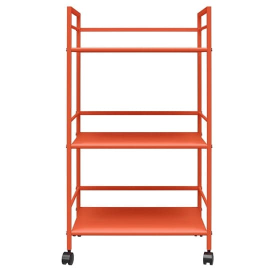 Caches Metal Rolling Drinks Trolley With 3 Shelves In Orange_3