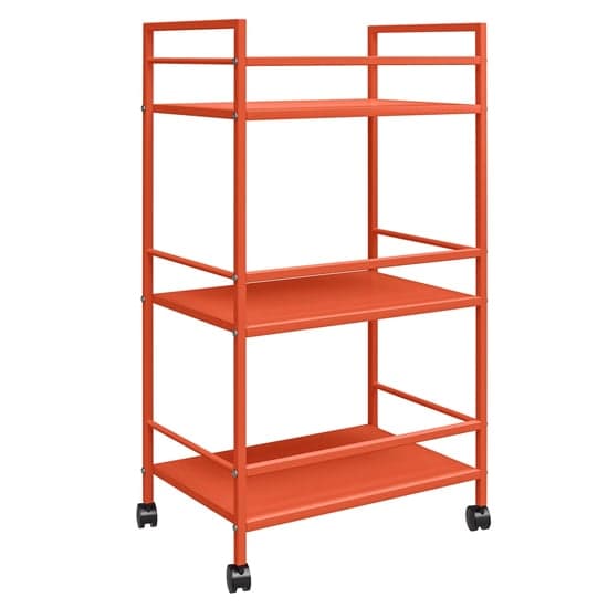 Caches Metal Rolling Drinks Trolley With 3 Shelves In Orange_4