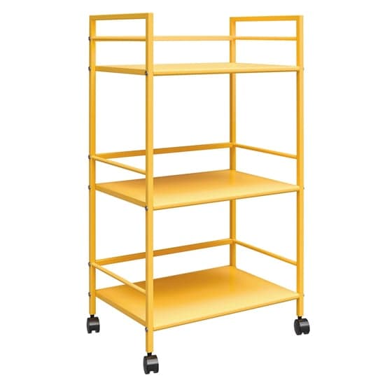 Caches Metal Rolling Drinks Trolley With 3 Shelves In Yellow_2