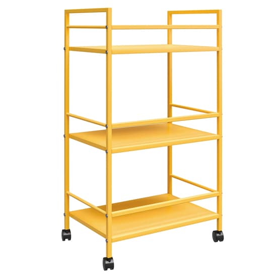 Caches Metal Rolling Drinks Trolley With 3 Shelves In Yellow_4