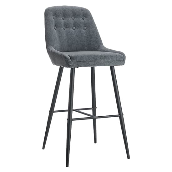 Cadao Grey Fabric Bar Chairs With Black Metal Legs In Pair Furniture