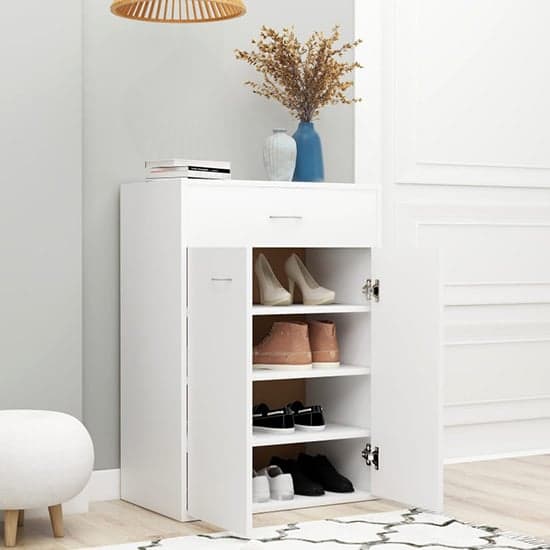 Cadao Wooden Shoe Storage Cabinet With 2 Doors In White_2