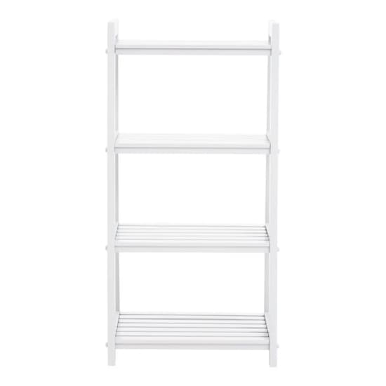 Cadell Tropical Hevea Wood Shelving Unit With 4 Tier In White_2