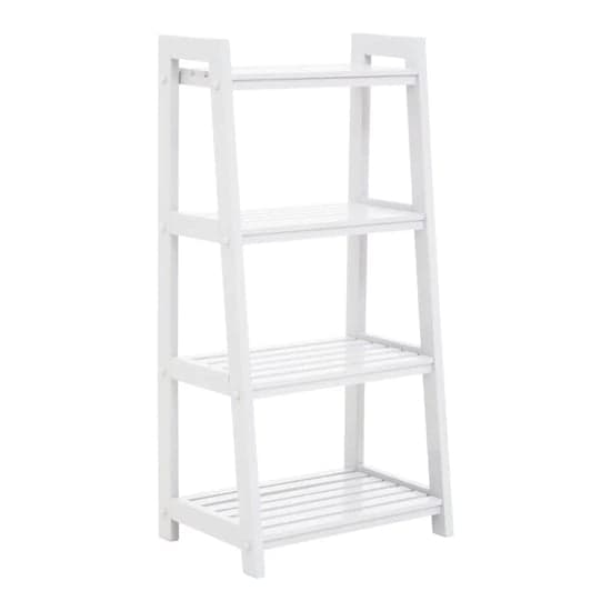Cadell Tropical Hevea Wood Shelving Unit With 4 Tier In White_1