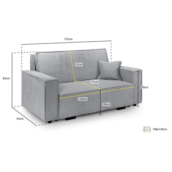 Cadiz Fabric 2 Seater Sofa Bed In Grey_5