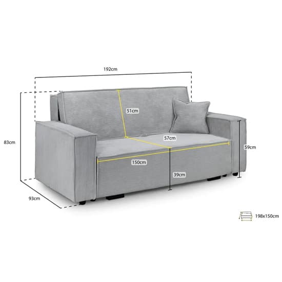 Cadiz Fabric 3 Seater Sofa Bed In Beige_5