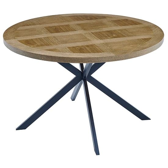 Cadott Wooden Dining Table Round With 4 Lewes Blue Chairs_3