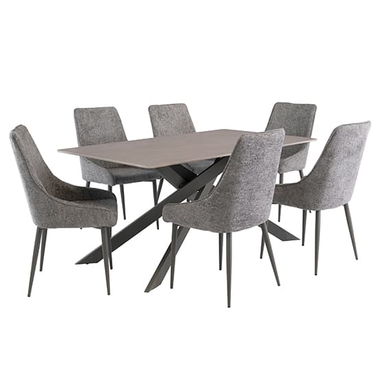Caelan 160cm Marble Dining Table In Matt Grey With Grey Legs_4