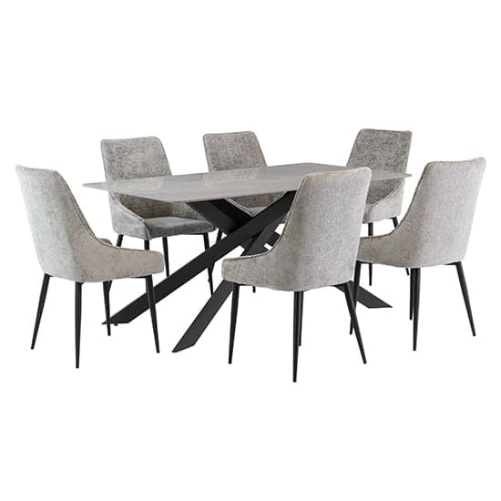 Caelan 160cm Rebecca Grey Marble Dining Table 6 Malie Chairs_1