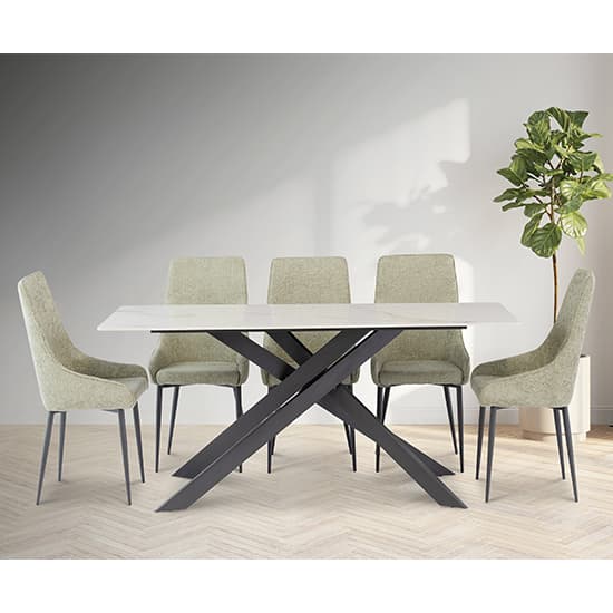 Caelan 200cm Marble Dining Table In Kass Gold With Black Legs_6