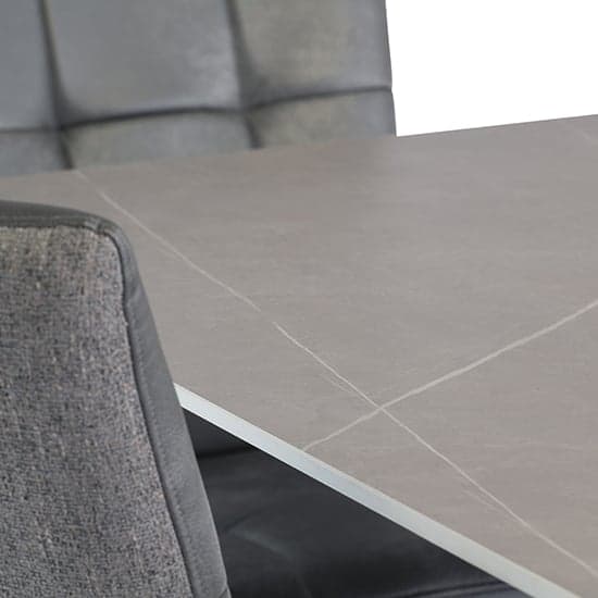 Caelan 200cm Marble Dining Table In Matt Grey With Grey Legs_3
