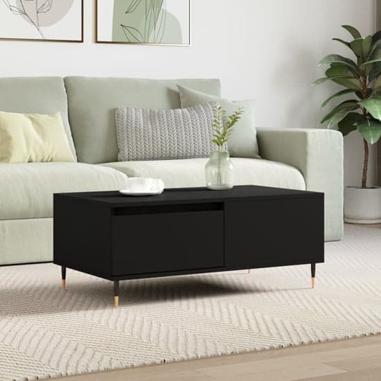 Caen Wooden Coffee Table With 1 Drawer In Black_1