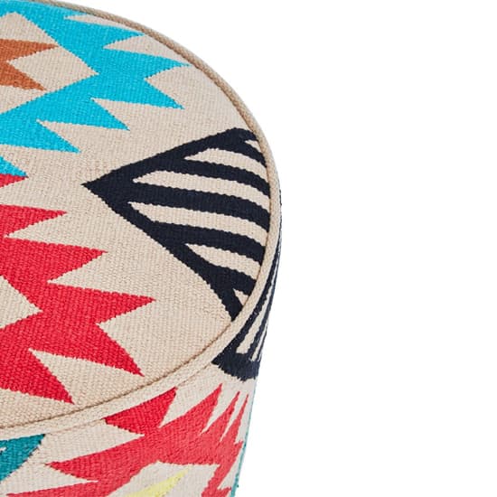 Cafenos Fabric FootStool With Wooden Legs In Multicolor_3