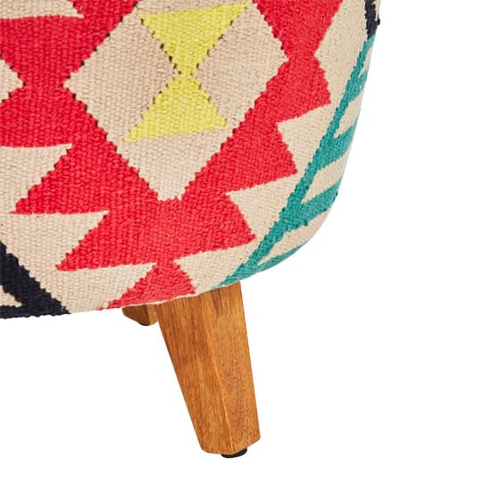 Cafenos Fabric FootStool With Wooden Legs In Multicolor_4