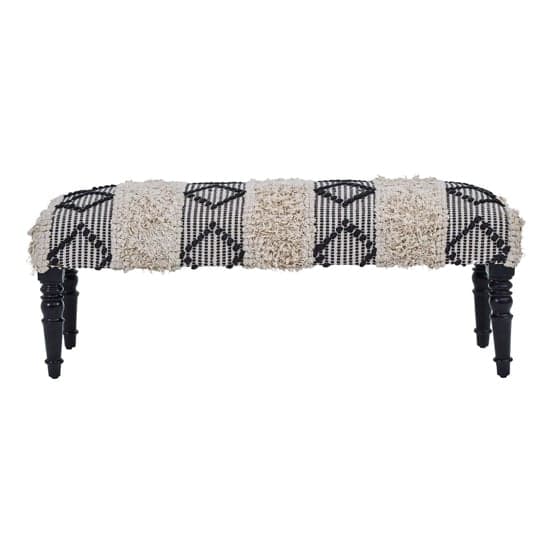 Cafenos Moroccan Fabric Seating Bench In White And Black_2
