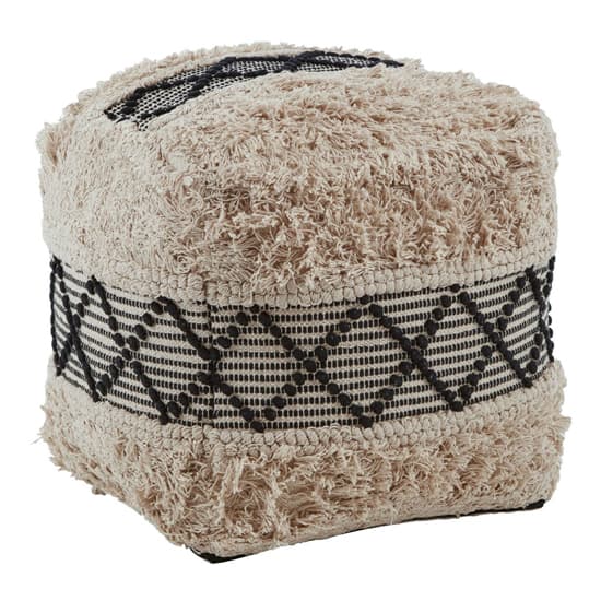 Cafenos Square Fabric Pouffe In White_2