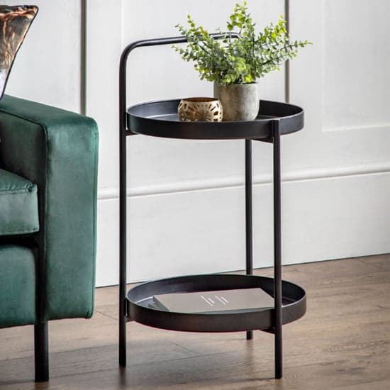 Cahokia Round Metal Side Table In Black_1