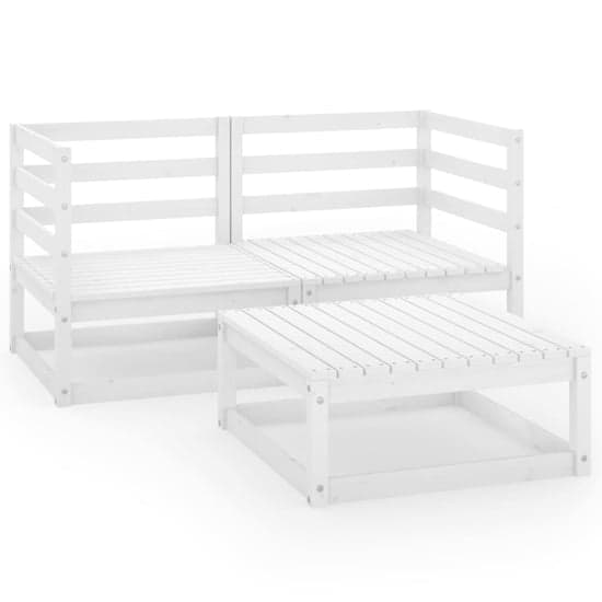 Cain Solid Pinewood 3 Piece Garden Lounge Set In White_2