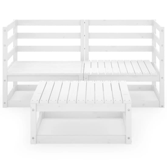 Cain Solid Pinewood 3 Piece Garden Lounge Set In White_3