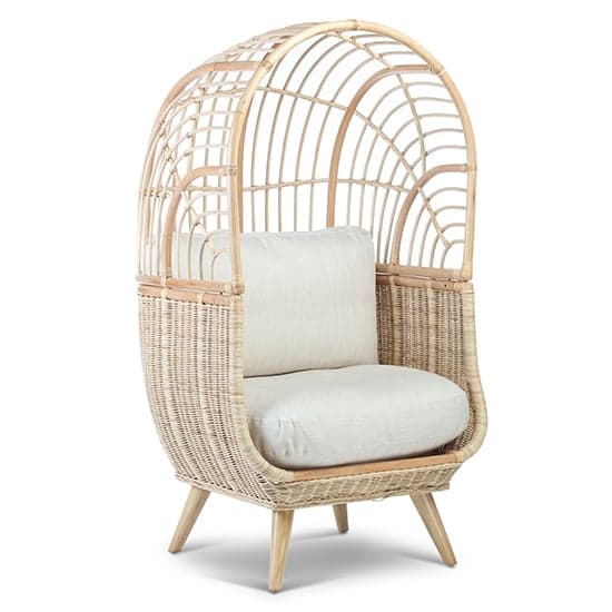 Cainta Rattan Armchair With Smooth Beige Seat Cushion_2