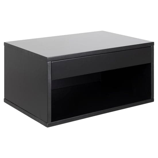 Cairns Wooden Bedside Cabinet Wall Hung 1 Drawer In Black_2