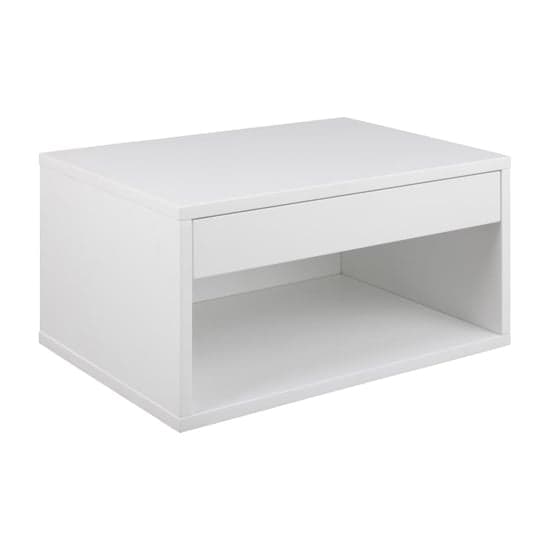 Cairns Wooden Bedside Cabinet Wall Hung 1 Drawer In White_2