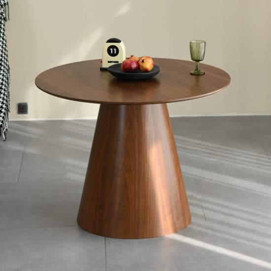 Cairns Dining Table Round In Walnut Polished Wood Grain Effect