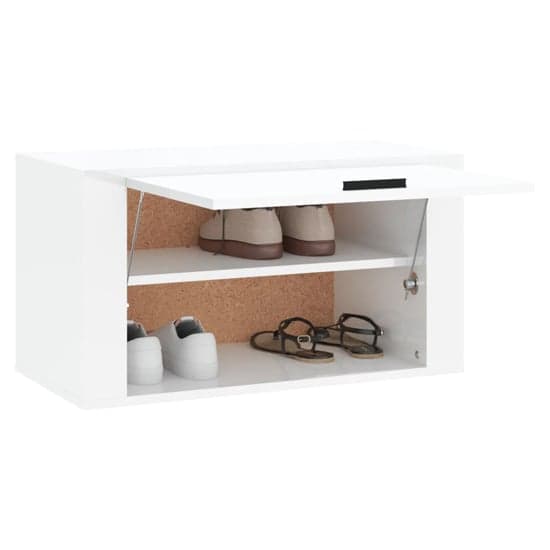 Cairns Wall Hung High Gloss Shoe Storage Cabinet In White_3