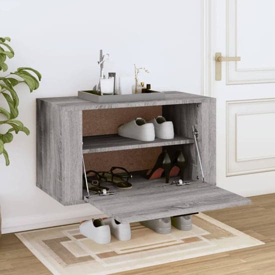 Cairns Wall Hung Wooden Shoe Storage Cabinet In Grey Sonoma Oak_1