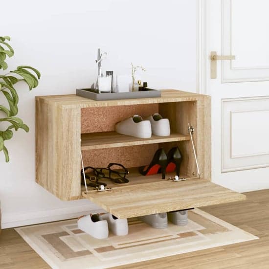 Cairns Wall Hung Wooden Shoe Storage Cabinet In Sonoma Oak_1