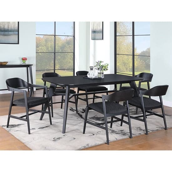 Cairo Extending Wooden Dining Table With 6 Chairs In Black_1