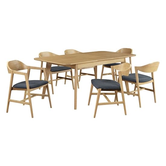 Cairo Extending Wooden Dining Table With 6 Chairs In Natural Oak_1