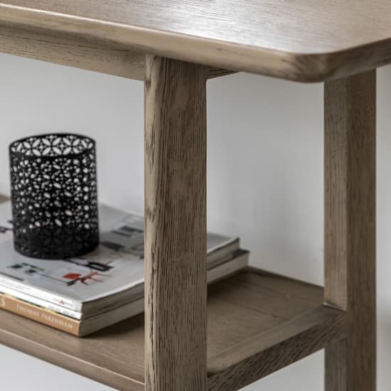 Cairo Wooden Console Table With Shelf In Smoked Oak_3