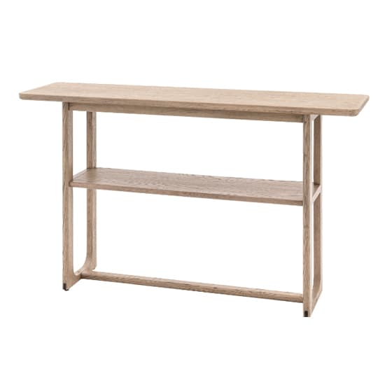 Cairo Wooden Console Table With Shelf In Smoked Oak_4