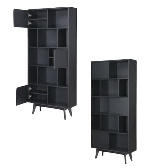 Cairo Wooden Double Bookcase In Black_2