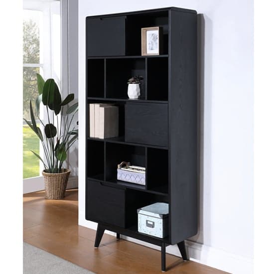 Cairo Wooden Double Bookcase In Black_1