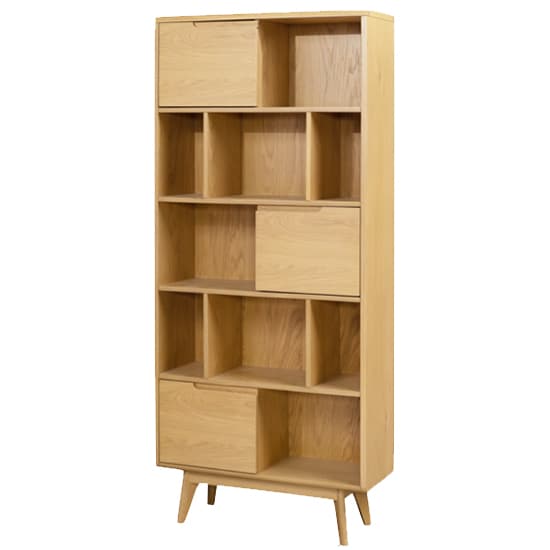 Cairo Wooden Double Bookcase In Natural Oak_2
