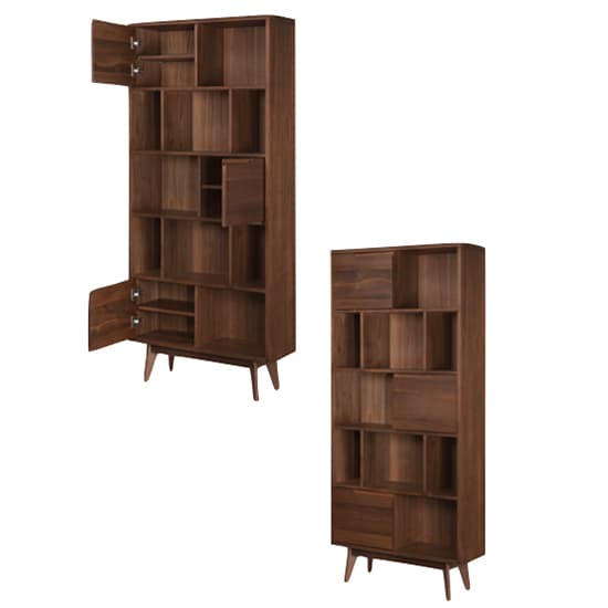 Cairo Wooden Double Bookcase In Walnut_2