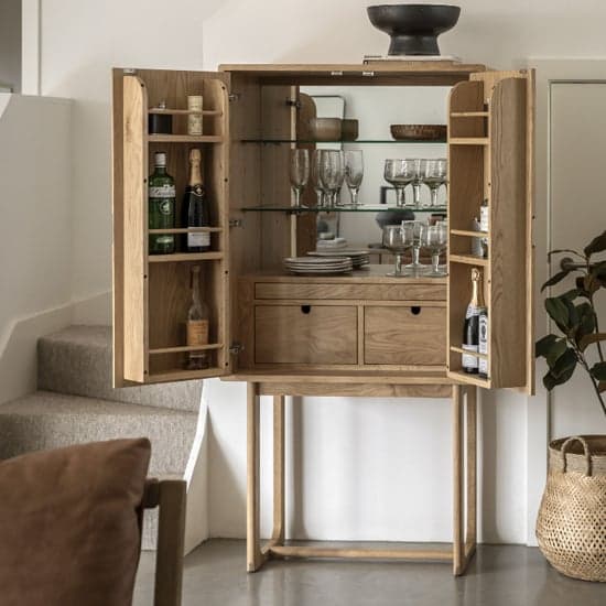 Cairo Wooden Drinks Cabinet With 2 Doors In Natural_2