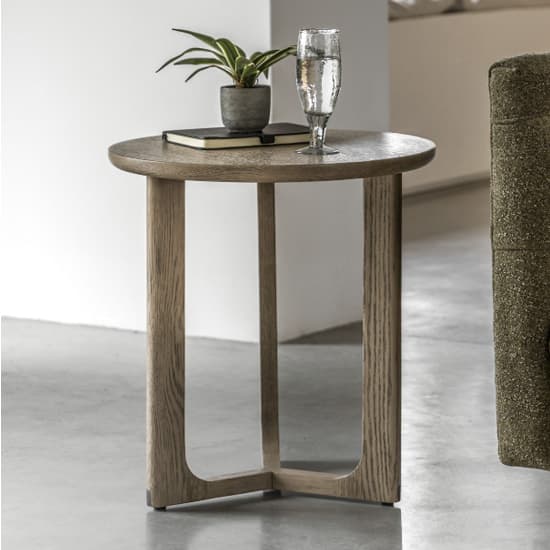 Cairo Wooden Side Table Round In Smoked Oak_1