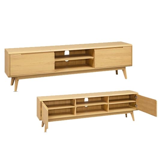 Cairo Wooden TV Stand With 2 Doors In Natural Oak_2
