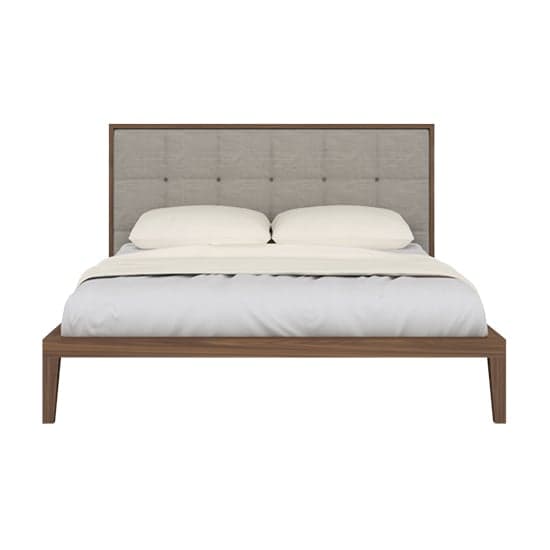 Cais Double Bed In Walnut With Natural Fabric Headboard_1