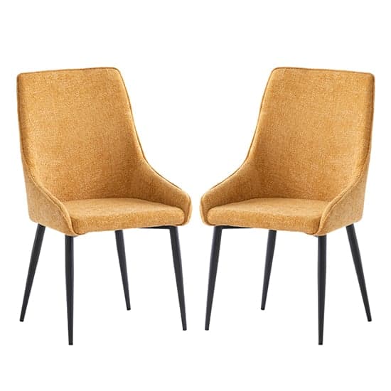 Cajsa Mustard Fabric Dining Chairs In Pair_1